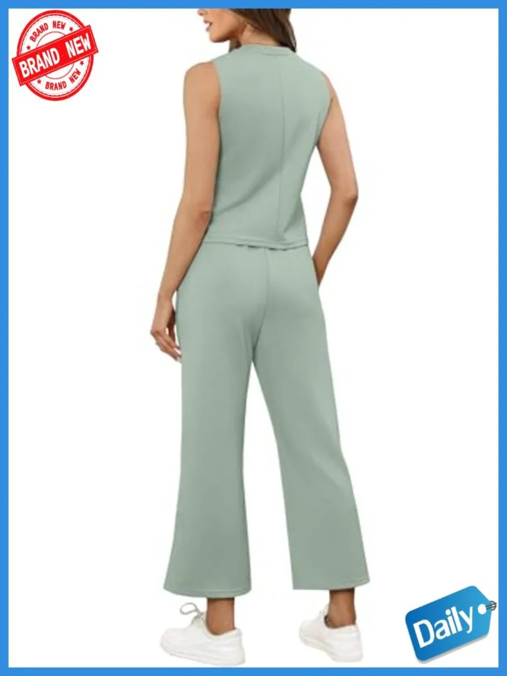 Two Piece Lounge Set V-Neck Tank Wide Leg Pants 60% Polyester 35% Rayon 5%